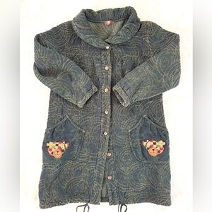 K-Free quilted cotton puffer coat teddy bear embroidered pockets NWT size M
